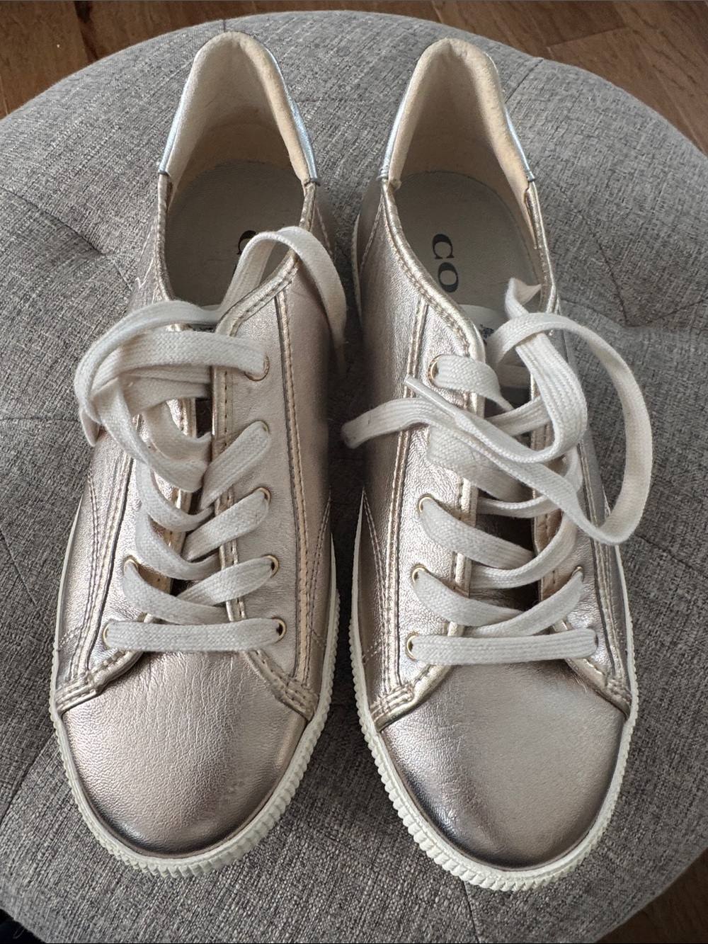 Coach Metallic Lace-Up Sneakers in Rose Gold and White